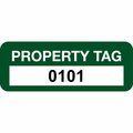 Lustre-Cal Property ID Label PROPERTY TAG Polyester Green 2in x 0.75in  Serialized 0101-0200, 100PK 253744Pe1G0101